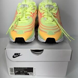 NIKE WOMEN'S AIR MAX 270 REACT ENG BARELY VOLT WHITE PINK GLOW CW3095 700 sz 7.5
